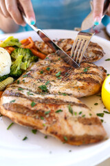 Grilled chicken steak with vegetables