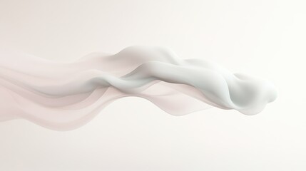 A white and pink wave of smoke is blowing across a white background