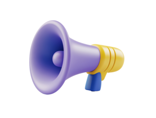 a purple and yellow toy megaphone