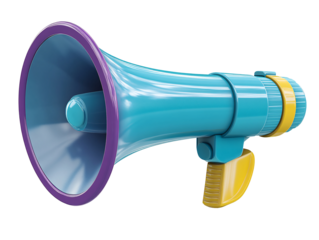 a blue and yellow megaphone