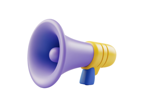 a purple and yellow toy megaphone