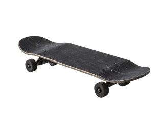a black skateboard with wheels