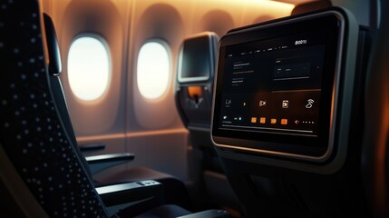 Modern Airplane Interior with Entertainment System