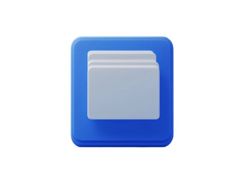 a blue square with white square on top