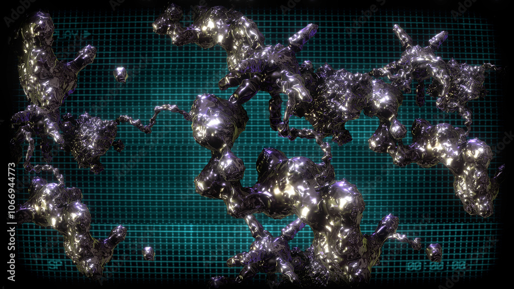 Wall mural a data screen style background of strange synthetic formations of undulating organic looking materia