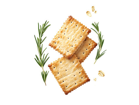 crackers with rosemary and oats on white clip art preview