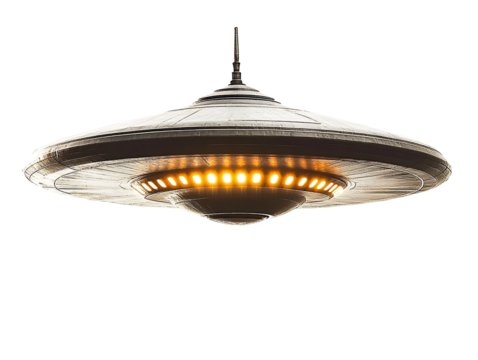 a ufo shaped object with lights