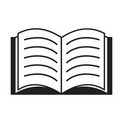 Notebook icon. Lined pages graphic. Open book symbol. Vector element.