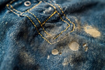 dirty food mark on clothes, Close-up food stain dirt on the shirt prepare cleaning mark removal before laundry, Generative AI