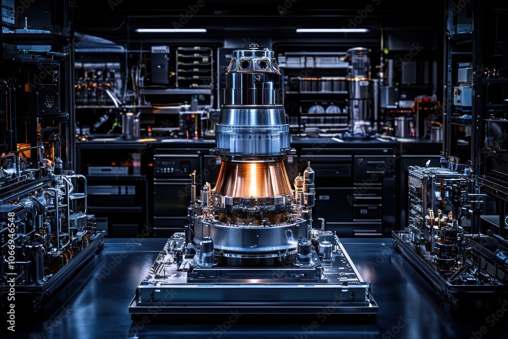 Poster futuristic machine in a modern laboratory