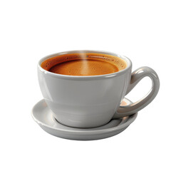 Fototapeta premium A steaming cup of coffee on a saucer, inviting and ready to be enjoyed.