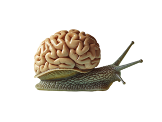 a snail with a brain on it