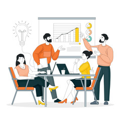 Business team discussing ideas for startup with modern design