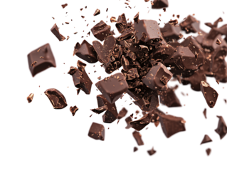 pieces of chocolate exploding