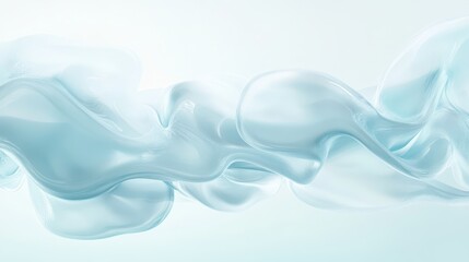 The image is a blue and white abstract painting of a wave