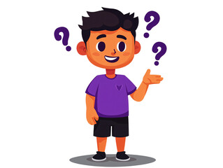 cartoon a cartoon of a boy with question marks