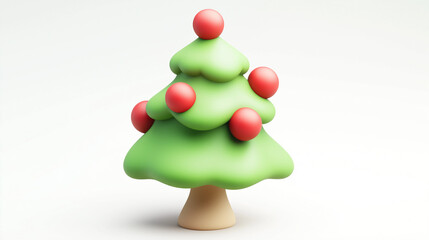 christmas tree toy on white background, 3d Christmas tree icon on white background, clay material, isometric