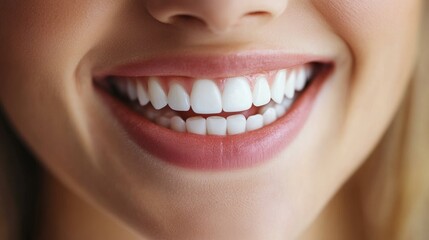 Fototapeta premium Woman smiling, white background, copyspace