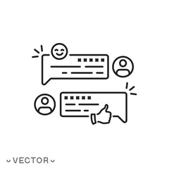 Fototapeta premium customer feedback icon, satisfaction recognition, good client review, support service, thin line symbol isolated on white background, editable stroke eps 10 vector illustration
