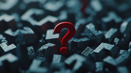 Bold Red Question Mark on Dark Background