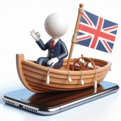 3d boat and character