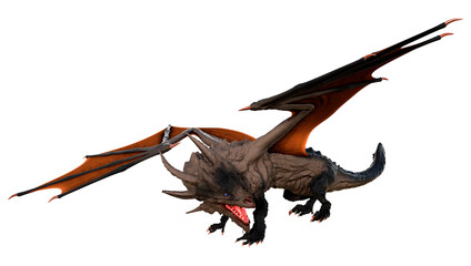 3D Rendering Fairy Tale Dragon on White