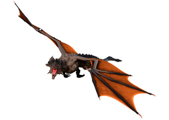 3D Rendering Fairy Tale Dragon on White