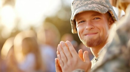 Veteran shows gratitude and joy during emotional military homecoming celebration