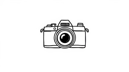 Hand drawn photo camera line poster with 