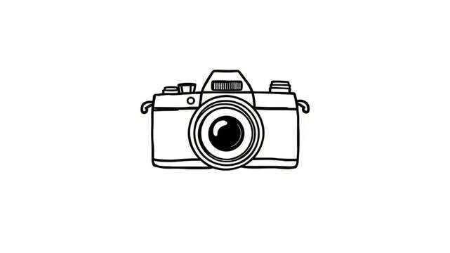 Hand drawn photo camera line poster with "say cheese" text in doodle style, vector illustration, doodle, simple, line art