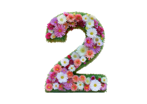 2 made from flowers isolated on a transparent or white background - Powered by Adobe