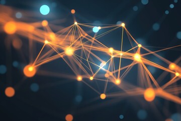Abstract network connections in orange and blue lines for innovative design concepts