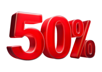 Percent 50% isolated on a transparent or white background