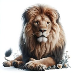 Fototapeta premium a lion sitting isolated on white background