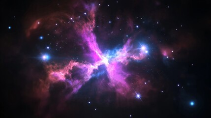 Space Nebula with Star Clusters