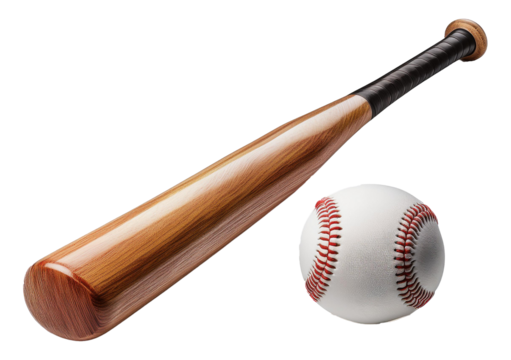 Baseball bat isolated on a transparent or white background