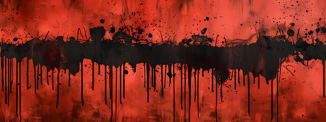 Abstract digital artwork featuring bold red and black splashes, creating an intense and dramatic mood.