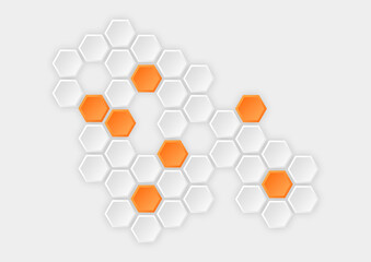 Realistic Orange Hexagonal abstract background
