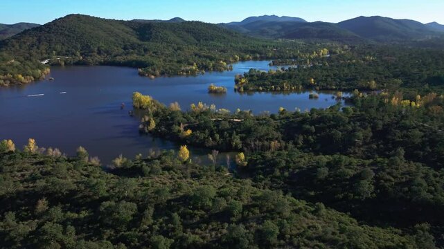 Aerial view of Lake of Saint-Cassien in Provence