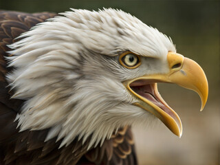Fototapeta premium Majestic bald eagle caught in a moment of freedom against a backdrop of celebration on Independence Day