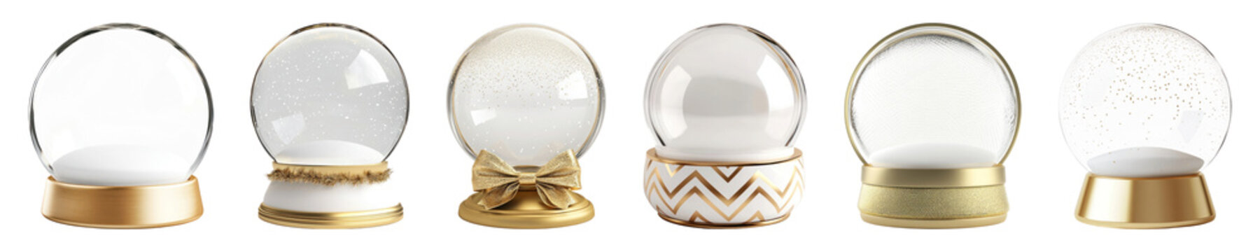 gold empty snow globe png cut out element set