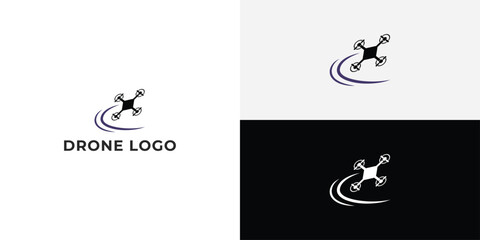 Flying drone logo design logo template illustration.