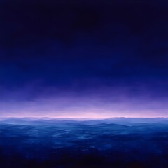Obraz premium A serene abstract landscape painting depicting a gradient of deep blues and purples, evoking a sense of calm and tranquility in a vast ocean-like scene.
