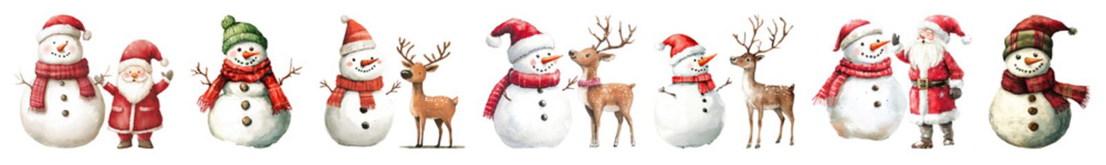 Obraz premium Christmas snowman illustration png cut out element set