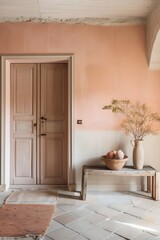 Fototapeta premium Warm and cozy pastel colored home entrance in minimalist AI generated illustration