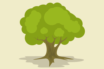 Tree with green leaves and roots single vector