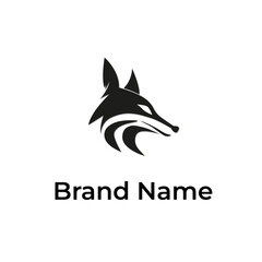 Obraz premium Sleek and modern black wolf logo representing strength and elegance. Ideal for branding and corporate identity