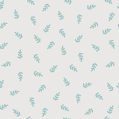 Leaves on light pastel background, seamless pattern.