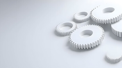 White gears on a smooth light background