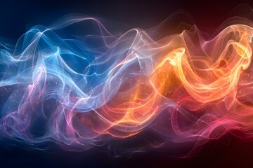 Vibrant Abstract Light Waves in Blue and Orange for Dynamic Digital Art Design